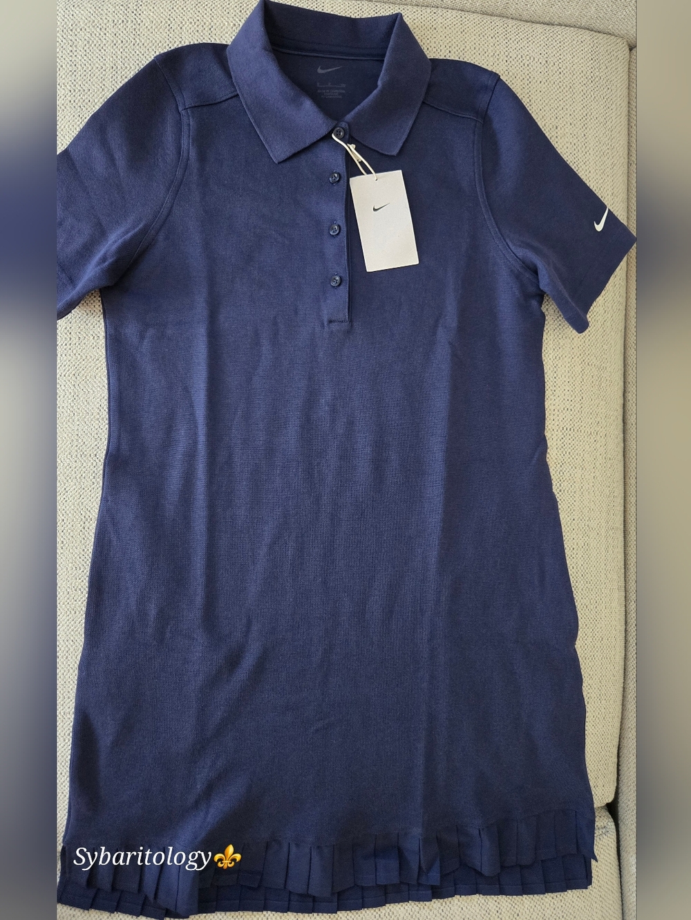 NWT NIKE Navy Golf Polo Dress with Pleated Hem Size:S
